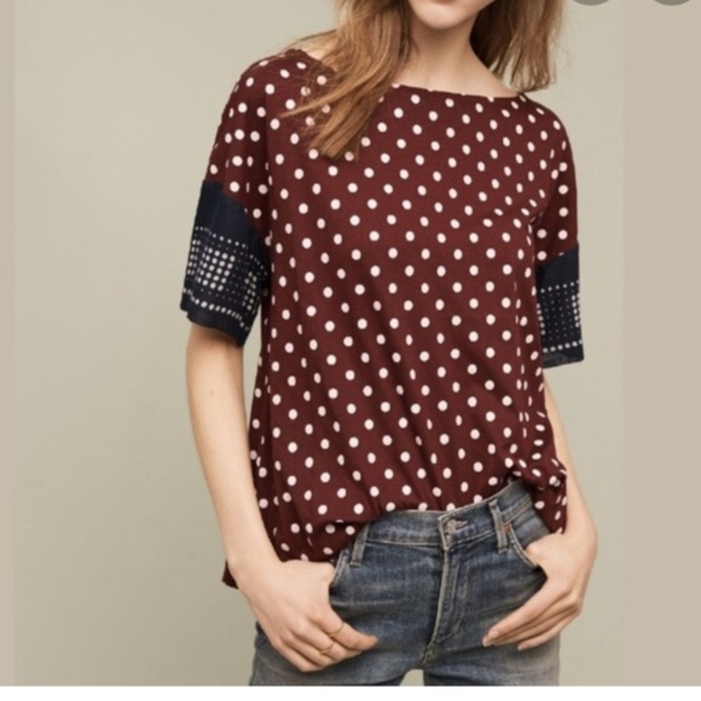 Anthropologie polka dot top